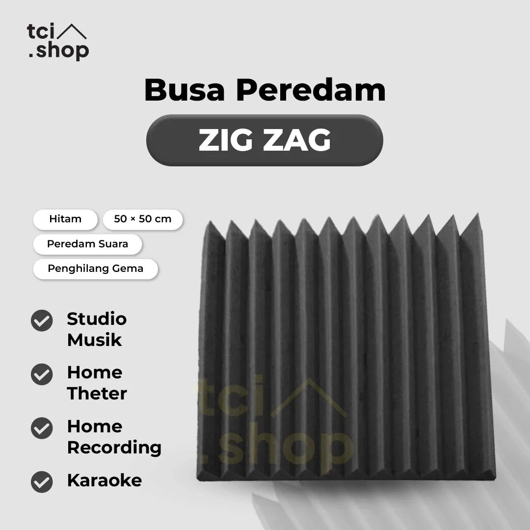 Busa Peredam Suara Model ZIG ZAG - Hitam - 50×50×9 cm
