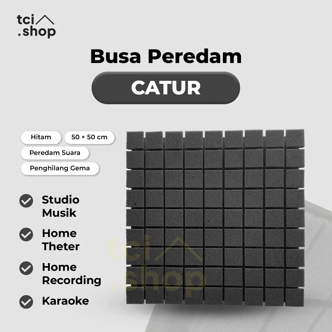 Busa Peredam Suara Model Catur - Hitam uk 50 cm x 50 cm x 5 cm